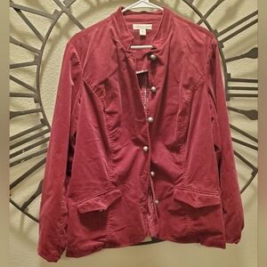 Coldwater Creek Women's Burgundy Light (Thin)Corduroy Jacket 18W